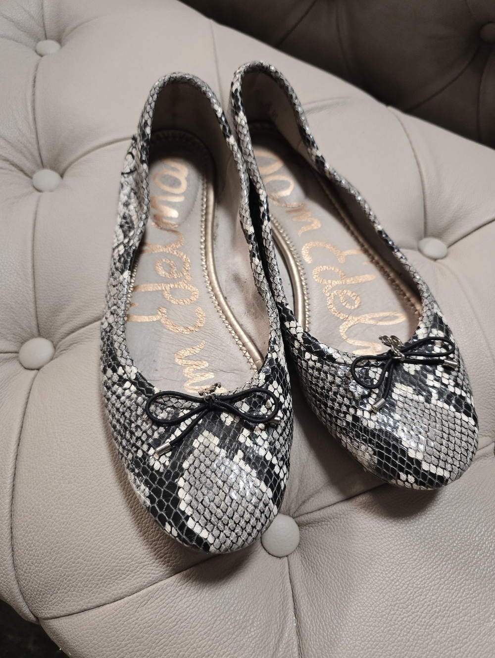 Sam Edelman Felicia Flats Ballerina Ballets Phyton Animal Print Leather 8.5 - Picture 4 of 8
